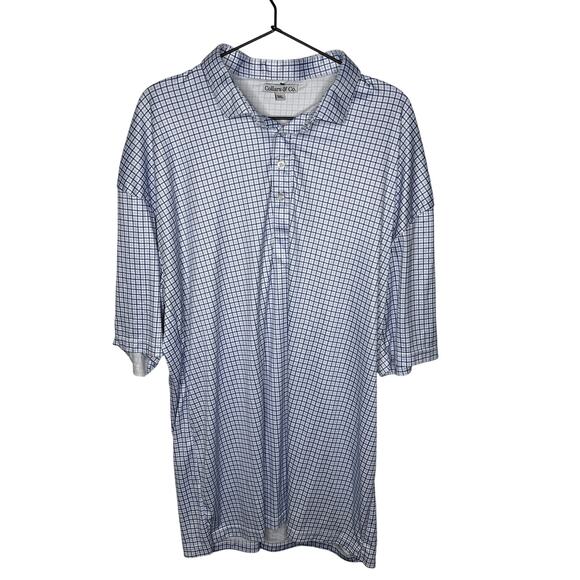 Collars and Co Mens 3XL Dress Collar Polo Golf Shirt Blue Checkered Short Sleeve - Picture 1 of 4